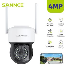 SANNCE 2K 4MP Outdoor Pan Tilt Wireless Dome Security Camera Full Color Night Vision 2-Way Audio Smart AI Human Detection