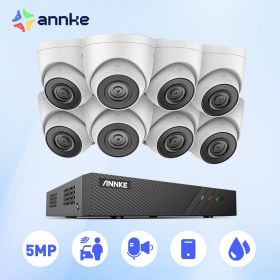 ANNKE 8CH FHD 5MP POE Network Video Security System H.265+ 6MP NVR With 5MP Surveillance POE Cameras With Audio Record Ip Camera (Color: 4pcs cameras, Build-in HDD: 1T)