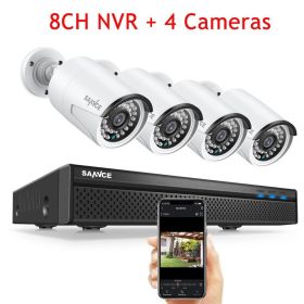 SANNCE 8CH POE 8MP NVR Kit CCTV Security System 3MP IR Outdoor Waterproof IP Camera with Mic Audio Record Video Surveillance Set (Color: GRAY, Build-in HDD: 2T)