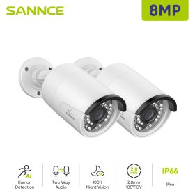 SANNCE 2PCS Ultra HD 2MP/5MP/8MP POE Camera OutdoorWeatherproof Security Network Bullet EXIR Night Vision Email Alert Camera Kit (Sensor Size: 5MP)