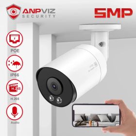 Anpviz Smart 5MP Bullet POE Camera Outdoor Surveillance Security Camera IR 30m With One-Way Audio Motion Alarm IP66 H.265 Danale (Focus: 2.8mm, Sensor Size: SD Card Slot)