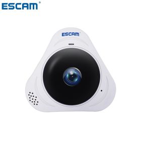 ESCAM Q8 HD 960P 1.3MP 360 Degree Panoramic Monitor Fisheye WIFI IR Infrared Camera With Two Way Audio/Motion Detector MAX 128G (Plug Type: US PLUG, Sensor Size: White ADD 64G CARD)