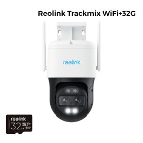 Reolink Trackmix Series WiFi 4K Outdoor Security Camera Dual-Lens Motion Tracking 8MP PTZ Cam 6X Zoom AI Human Detect IP Camera (Focus: 2.8mm, Sensor Size: Trackmix WiFi 32GB)