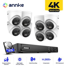 ANNKE POE Camera Outdoor Kit 4K Ultra HD H.265+ Motion Detection Alarm CCTV Security Camera System 8MP Video Surveillance ONVIF (Color: 8CH NVR 6Pcs Camera, Build-in HDD: 1T)