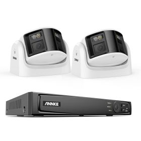 ANNKE 8CH 6MP Ultra HD PoE Network Video Security System Dual Lens AI Human Detection 180 Degree Wide Angle POE CCTV IP Cameras (Color: 8CH 2Pcs NVR Kits, Build-in HDD: 4T)