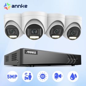 ANNKE 8CH 5MP Lite Video Surveillance System 5IN1 H.265+ DVR With 4X 5MP PIR Detection Dome Waterproof Security Cameras CCTV Kit (Build-in HDD: nan)