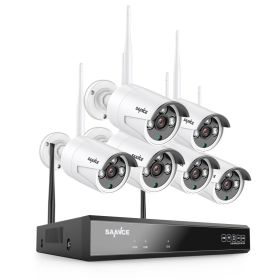 SANNCE 8CH FHD 3MP Wireless Video Security System 5MP NVR With 3MP Outdoor Surveillance IP Cameras Audio Recording AI Detection (Color: I76GL, Build-in HDD: nan)