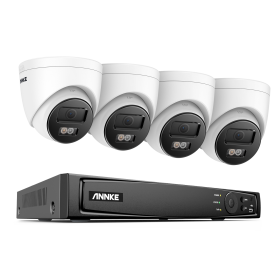 ANNKE 8CH 8MP Ultra HD PoE Network Video Security System 4K H.265 Surveillance NVR 4x8MP HD IP67 POE CCTV Bullet Cameras (Color: 8CH NVR 4PCS Camera, Build-in HDD: 4T)