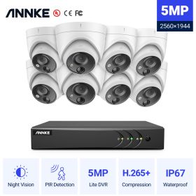 ANNKE 8CH 5MP Lite Video Security System 5IN1 H.265+ DVR With 8X 5MP Dome Outdoor Weatherproof PIR Cameras Surveillance CCTV Kit (Build-in HDD: 2T)