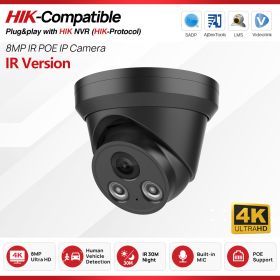 4K Security Camera 8MP IP Camera 5MP PoE IR Night Vision CCTV Camera Build in MIC Hikvision Protocol Video Surveillance Cameras (Focus: 2.8mm, Sensor Size: 8MP Black)