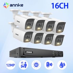 ANNKE 12MP Camera Kits Smart Dual Light Security 16CH NVR POE Camera Outdoor CCTV Video Surveillance Protection Camera (Build-in HDD: nan)