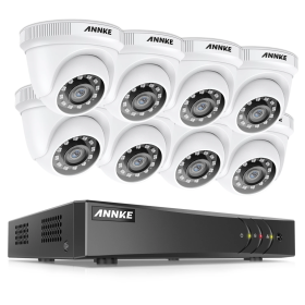 ANNKE 8CH 2MP HD Video Security System 5MP Lite H.265+ DVR With 4X 8X Smart IR Weatherproof Dome Surveillance Cameras CCTV Kits (Color: DW81KD-58BM, Build-in HDD: nan)