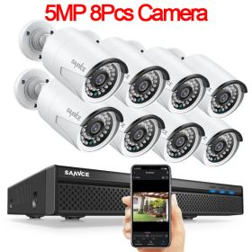 SANNCE 8CH 8MP Wired NVR POE Security Camera System 5MP IP66 Outdoor IR-CUT CCTV Canera Video Surveillance Video Recorder Kit (Color: 5MP 8Pcs Camera, Build-in HDD: nan)