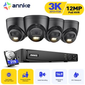 ANNKE Network POE Security Camera System Smart Dual Light H.265+ Waterproof Motion Detection 12 MP NVR CCTV Surveillance Kit (Color: 4PCS 2TB)