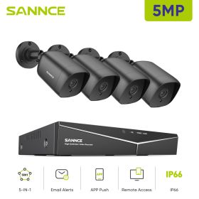 SANNCE Smart Home 8CH Security CCTV System H.265+ 8CH DVR 4PCS 5MP Night Vision Outdoor Surveillance Waterproof Camera Kits (Build-in HDD: 2T)