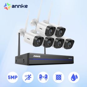 ANNKE 5MP WiFi CCTV System 10CH NVR 6PCS Security Camera System Two Way Audio Video Surveillance Kit Outdoor Wireless IP Cameras (Build-in HDD: nan)