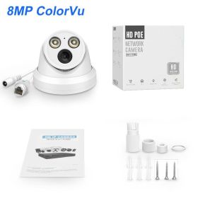 8MP Hikvision Compatible IP Camera PoE IR Colorful Night Vision 5MP CCTV Security Camera Plug&Play with HIK NVR app view (Focus: 2.8mm, Sensor Size: 8MP ColorVu)