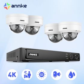 ANNKE 4K 8CH POE Network Video Surveillance System NVR Recorder With 8PCS 4PCS 8MP Audio Recording Security Ip Camera (Color: 4pcs cameras, Build-in HDD: 2T)