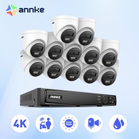 ANNKE 8MP Ultra HD POE Video Security System 4K H.265+ 16CH NVR With 12X 8MP Weatherproof Surveillance IP Cameras Audio Record (Build-in HDD: 2T)