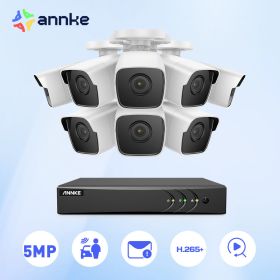 ANNKE 8CH 5MP Lite HD Video Surveillance System 5 IN1 5MP Lite H.265+ DVR With 8X 5MP Weatherproof Outdoor Security Cameras CCTV (Build-in HDD: 1T)