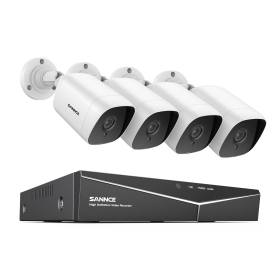 SANNCE 8CH 1080P Lite DVR CCTV System 4/8pcs FD 2.0MP Security Cameras IR Outdoor IP66 Video Surveillance Kit Motion Detection (Color: 8CH 4PCS DVR Kit, Build-in HDD: 2T)