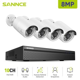 SANNCE 5MP POE Video Surveillance Cameras System 8CH H.264+ 8MP NVR Recorder 3MP Security Cameras Audio Recording POE IP Cameras (Color: I91FQ04, Build-in HDD: 2T)