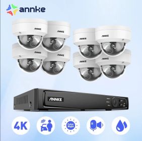 ANNKE 8CH 8MP FHD POE Network Video Surveillance System NVR Recorder With 8MP Dome Security Cameras Audio Recording 4K Ip Camera (Color: 8pcs cameras, Build-in HDD: nan)