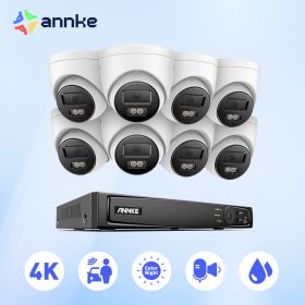 ANNKE 4K 16CH Ultra HD POE Video Surveillance System NVR Recorder With 8X 8MP Security Camera CCTV Kit Audio Recording Ip camera (Build-in HDD: 2T)