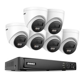 ANNKE 8CH 4K POE Network Video Security System 8MP H.265+ NVR With 8MP Audio Recording Weatherproof IP Camera CCTV Security Kit (Color: 8CH 6PCS NVR Kit, Build-in HDD: 1T)