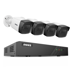 ANNKE H500 8CH 5MP Security Camera System NVR Kit CCTV Video Surveillance H.265+ Super HD PoE 4PCS Outdoor IP Cameras Plug &Play (Color: 4CH Bullet Camera, Build-in HDD: nan)