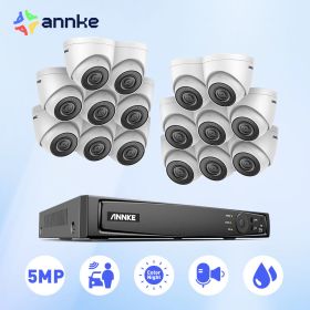 ANNKE 5MP POE Video Surveillance System 16CH H.265+ NVR 5MP Security Cameras CCTV Kit Audio Recording outdoor camera set kit (Build-in HDD: nan)