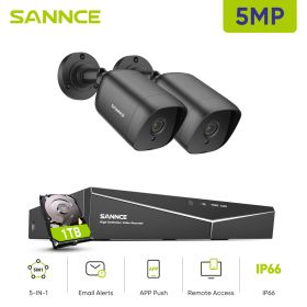 SANNCE 8CH 5MP Lite Video Security Camera System CCTV Kit Night Vision With 5MP Waterproof Surveillance Cameras Kit H.264+ DVR (Build-in HDD: nan)