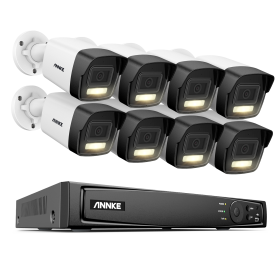 Annke 8CH 8MP NVR Dual Light Audio Fixed Bullet Camera Human Vehicle Detection HD IP Security Camera Poe CCTV Video Surveillance (Color: 8CH 8Pcs Kits I51EL, Build-in HDD: 4T)