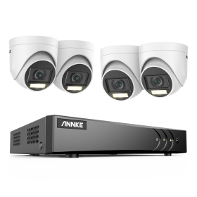 ANNKE 8CH 5MP Video Security System Dual Light H.265+ DVR Recorder Video Surveillance CCTV Camera Kits 3K Outdoor PIR Detection (Color: 8CH DVR 4Pcs Kits, Build-in HDD: 4T)