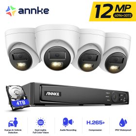 ANNKE 12MP Video Surveillance Kit 8CH NVR Smart Dual Light POE Camera Night Vision Audio CCTV Security Protection Camera System (Color: Pink)