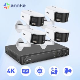 ANNKE Smart Home 4K Video Security Camera System Kit 8CH NVR 180° Dual Lens Security IPC PoE Camera Outdoor 2/4PCS 8MP POE Cam (Color: 4pcs With NVR, Build-in HDD: 2T)