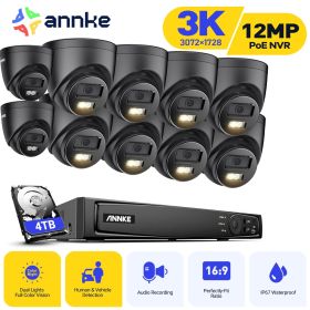 ANNKE 16CH NVR Security Camera System Smart Dual Light with 10pcs H.265+ Waterproof Motion Detection CCTV CameraSurveillance Kit (Color: 10PCS 4TB)