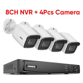 ANNKE 8CH 8MP Ultra HD PoE Network Video Security System 4K H.265 Surveillance NVR 8MP H800 Audio in POE CCTV Bullet Cameras (Color: 8CH NVR 4PCS Cameras, Build-in HDD: 1T)