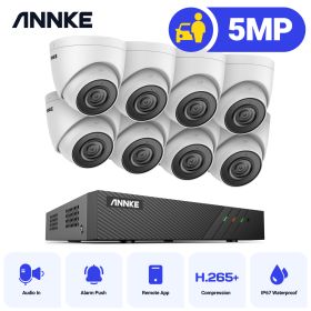 ANNKE 5MP POE Video Surveillance Kit 8CH 6MP H.265+ NVR Security Protection Camera Weatherproof Audio POE Camera CCTV System (Build-in HDD: 2T)