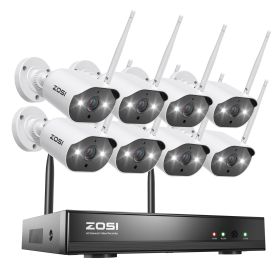 ZOSI 8CH 3MP H.265+ Wireless Security Cameras System Two Way Audio Waterproof IP Camera WiFi Video Surveillance CCTV NVR Kit (Color: 8CH NVR with 8 Cams, Build-in HDD: 2T)