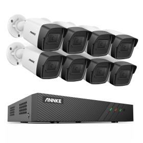 ANNKE 5MP H.265+ Super HD PoE Network Video Security System 8pcs Waterproof Outdoor POE IP Cameras White Dome PoE Camera Kit (Color: 8CH NVR 8PCS Camera, Build-in HDD: nan)