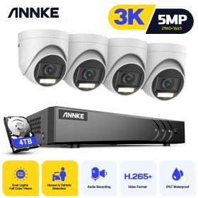 ANNKE 8CH 5MP Security Camera System 5MP Lite 5IN1 H.265+ DVR With 4PCS 5MP PIR HD EXIR Dome IP67 Surveillance CCTV Kit (Build-in HDD: 2T)