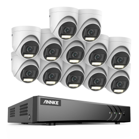 ANNKE 16CH 5MP Lite Security Camera System H.265+ DVR Surveillance 5MP PIR Outdoor Dome Cameras IP67 Weatherproof Security Kit (Color: 16CH 12PCS Kit, Build-in HDD: nan)