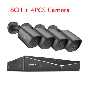 SANNCE 8CH 5MP DVR CCTV System 5MP 1080P Security Cameras IR Outdoor IP66 Video Surveillance Kit Motion Detection 3.6MM Lens (Color: 1080P 4PCS DVR Kit, Build-in HDD: 4T)