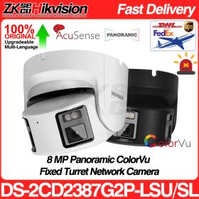 Hikvision 8MP Panoramic ColorVu Turret IP Camera DS-2CD2387G2P-LSU/SL 4K Security Double Lens Color Night Built-in Mic Speaker (Focus: 4mm, Sensor Size: Origianl White Color)