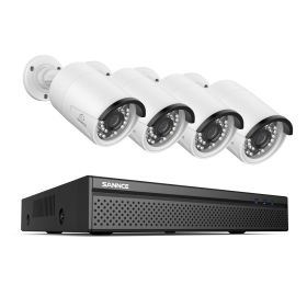 SANNCE 5MP 8CH CCTV Video Security Outdoor Night vision Waterproof IP Camera Control Surveillance System POE H.264+ 8CH NVR Kit (Color: 4Pcs 8MP Camera, Build-in HDD: nan)