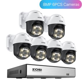 ZOSI 8MP 5MP PTZ PoE CCTV Security Camera System AI Face Person Vehicle Detect 4K 8CH Expand 16CH NVR Video Surveillance IP Cam (Color: 8MP 6PCS Cameras, Build-in HDD: nan)